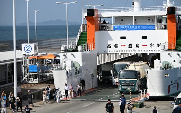 高松港に着岸する四国汽船のフェリー
